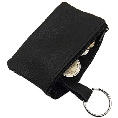 Abbildung von Echt Leder Schlüsseltasche 1 Fach MJ Design Germany Made in EU (Schwarz)
