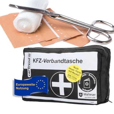 Abbildung von cartrend Verbandtasche Classic mit Malteser Erste Hilfe Sofortmaßnahmen, DIN 13164, schwarz