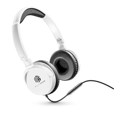 Abbildung von Music Sound Bügelkopfhörer mit Kabel Over Ear Basic On Kopfhörer Faltbarer Kopfbügel 1,2 m Anti Tangle und integriertem Mikrofon 3,5 mm Klinkenanschluss Farbe Weiß