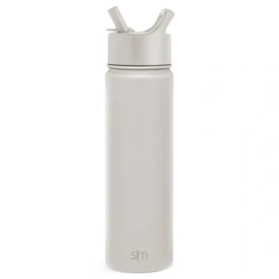 Abbildung von SIMPLE MODERN Wasserflasche mit Trinkhalm Isolierte EdelstahlThermoskanne für den Sport Fitnessstudio Summit Sammlung 650ml Almond Birch