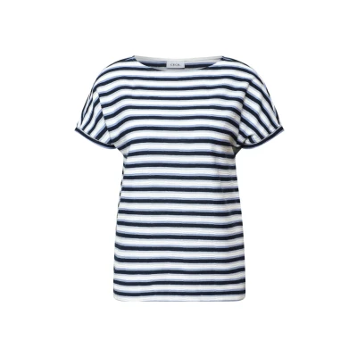 Abbildung von CECIL Damen B323558 Gestreiftes Strukturshirt, Urban Navy Blue, L