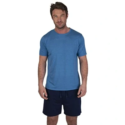 Abbildung von Light &amp; Shade Herren Lsset032 Pyjama Set, Mittelblaues Meliert/Marineblau, S