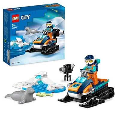 Abbildung von LEGO 60376 City Arktis Schneemobil, Konstruktionsspielzeug Set mit 3 Tier Figuren und Einer Explorer Minifigur, Spielzeug für Kinder ab 5 Jahren