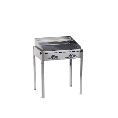 Abbildung von HENDI Grillsystem Green Fire 2 Brenner GN 1/1 mit Windfang Grillplatte Gusseisen 74 x 61 82,5 cm Edelstahl Gastro