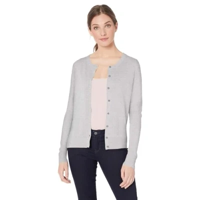 Abbildung von Amazon Essentials Damen Leichte Rundhalsstrickjacke (Erhältlich In Übergröße), Hellgrau Meliert, M