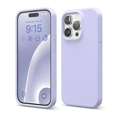 Abbildung von elago Schutzhülle aus Flüssigsilikon, kompatibel mit iPhone 15 Pro, Premium Qualität, Rundumschutz [stoßfeste Struktur 4 Schichten], weiches Mikrofaserfutter, Kratzfest, Violett