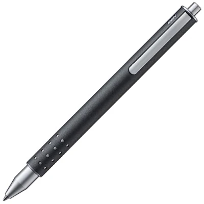 Abbildung von Lamy swift anthracite Tintenroller schlichter mit flüssigem Schreibgefühl robustes Gehäuse aus Edelstahl &amp; in Strichbreite B Tintenrollermine M 66 blau