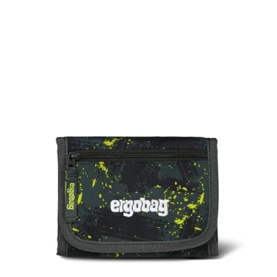 Abbildung von ergobag Brustbeutel Geldbeutel, Mini Portemonnaie mit Kleingeldfach, Sichtfenster für Mädchen und Jungen MähdreschBär Grau