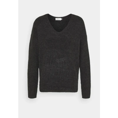 Abbildung von ONLY Camilla Vneck L/S NOOS Strickpullover, Damen, Größe: XL, Dark grey melange