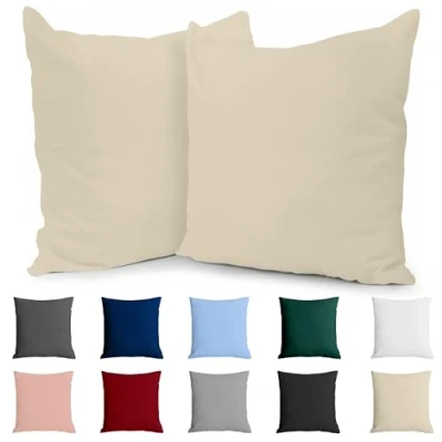 Abbildung von Dreamzie Kissenbezug 65 x Baumwolle Renforcé (2er Set) Beige Dicht gewebt mit 57 Fäden/cm² Kissenbezüge cm Oeko Tex Zertifiziert
