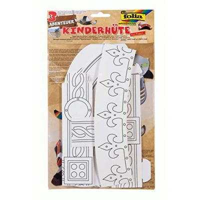 Abbildung von folia 23308 Kinderhüte Abenteuer, aus Pappe, 3 Stück in verschiedenen Formen, weiß, zum selbst Bemalen und Gestalten, für Kinder, Jungen Mädchen, ideal Kindergeburtstage Partys