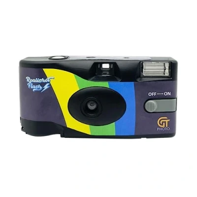 Abbildung von GT Photo Einwegkamera Realishot Flash, 27 Fotos, ideal für Veranstaltungen, Reisen, Erinnerungen Leicht zu handhaben Grau