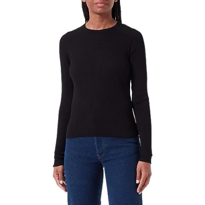 Abbildung von JJXX Jxtaya CREW NECK Langarmshirt, Damen, Größe: Medium, Black