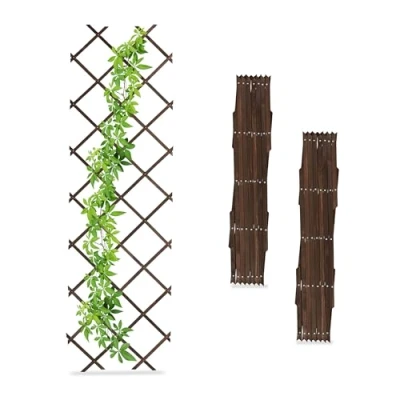 Abbildung von Relaxdays Rankgitter, ausziehbar, 3er Set, Rankhilfe Kletterpflanzen, 180x60 cm, Garten, Balkon &amp; Terrasse, Holz, braun