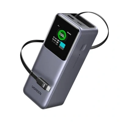 Abbildung von UGREEN Nexode Power Bank 20000mAh, 165W Schnellladen, 65cm einziehbares Kabel, Kompatibel mit iPhone 16/15 Serie, Galaxy S25, MacBook, Dell Laptop und mehr