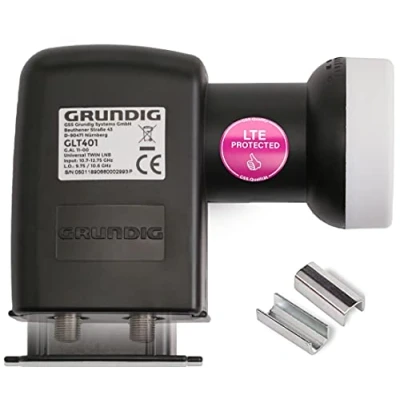 Abbildung von [Test SEHR GUT *] GSS Twin LNB für digital Satschüssel 2 Teilnehmer, Fernseher 2fach mit LTE Filter Full HD, 4K, HDTV, 0.1dB, Fach, Wetterschutz, kälte &amp; hitzebeständig + Aufdrehhilfe