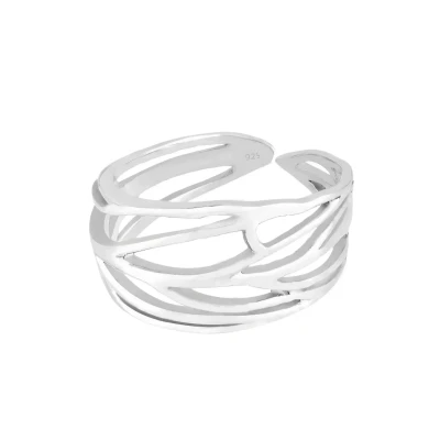 Abbildung von Elli Blatt Ring, Damen, Größe: 54, Silberfarben