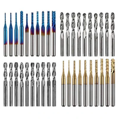 Abbildung von Genmitsu Schaftfräser Satz mit insgesamt 40 CNC Router Bits, 3,175mm (1/8&quot;) Schaft, Fräser 2 Nuten Flach als auch Kugelkopffräsern, Nano Blue Beschichtung &amp; Titan Beschichtung, MC40A