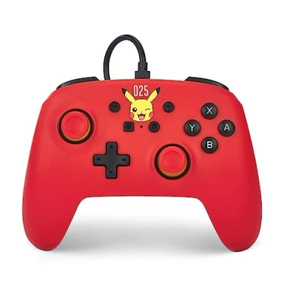 Abbildung von kabelgebundener PowerA Controller für Nintendo Switch Lachendes Pikachu, Gamepad, Spiele Controller, Offiziell Lizenziert