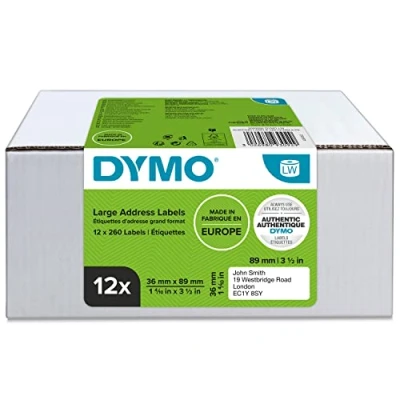 Abbildung von DYMO Original LabelWriter Adressetiketten (groß) 36 mm x 89 12 Rollen mit je 130 leicht ablösbaren Etiketten (1.560 Etiketten) selbstklebende für Beschriftungsgerät