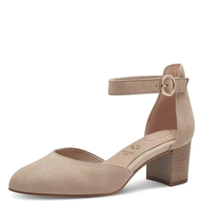 Abbildung von Tamaris COMFORT Damen Pumps mit Riemen aus Leder Elegant, Beige (Beige), 36 EU
