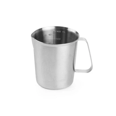 Abbildung von HENDI Messbecher 0,5 l mit Griff ø 9 x 10,5 cm Skala Edelstahl spülmaschinengeeignet