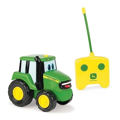 Abbildung von Spielzeugtraktor John Deere &quot;Johnny Traktor&quot; in grün, ferngesteuerter Kindertrecker aus Kunststoff, ab 18 Monate, zum Spielen und Sammeln, Kinder Autos, für Drinnen Draußen, Spielzeug Jungen