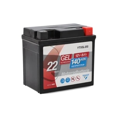 Abbildung von CARTEC Motorradbatterie YTX5L BS, 4Ah, 80A, Gel Technologie Motorrad Starter Batterie, Erstausrüsterqualität, zyklenfest, lagerfähig, wartungsfrei, schwarz