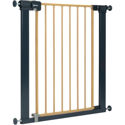 Abbildung von Safety 1st Easy Close Metal Gate, Treppenschutzgitter ohne Bohren, 7380 cm (bis 108 erweiterbar), leicht schließbares Türschutzgitter, mit 1 Hand öffnen, Zweifachsicherung, Wood Effect