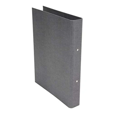 Abbildung von Bigso Box of Sweden Ringbuch schmale Faserplatte und Leinenoptik Dokumentenorganizer Dokumentenhalter für Papiere, transparente Taschen oder Trennwände grau