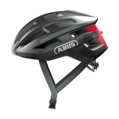 Abbildung von ABUS Rennradhelm PowerDome leichter Fahrradhelm mit cleverem Belüftungssystem und aerodynamischem Profil Made in Italy für Damen Herren Dunkelgrau, Größe L