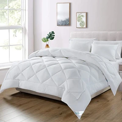 Abbildung von WAVVE Bettdecke 240x260 cm Ganzjahresdecke 4 Jahreszeiten, Steppdecke 300gsm Mikrofaser 260x240, Super Weiche Zudecke Schlafdecke Atmungsaktive 240 x 260 Weiß