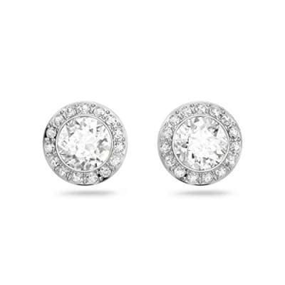 Abbildung von Swarovski Una Angelic Ohrstecker, Rundschliff, Weiß, Rhodiniert