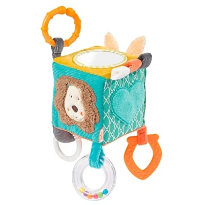Abbildung von Fehn Motorikwürfel Funky Friends Motorikspielzeug Baby Aktivitätswürfel zum Aufhängen für Kinderwagen, Kinderbett und Babyschale Activity Würfel Spielzeug Babys Kinder ab 0+ Monaten