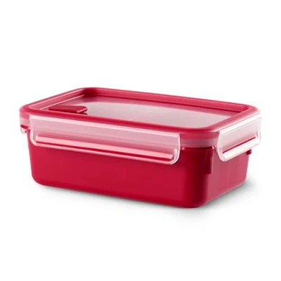 Abbildung von Emsa Mikrowellendose Clip &amp; Micro 517774 Mit 2 Einsätzen Mikrowellenventil 1,0 L Lunchbox Integrierte Maßeinteilung Made In Germany Rot/ Transparent