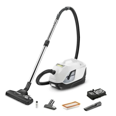 Abbildung von Kärcher Staubsauger mit Wasserfilter DS 6, besonders für Allergiker geeignet, HEPA 12 Filter, automatische Kabelaufwicklung und Zubehöraufbewahrung, weiß, Weiss
