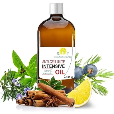 Abbildung von Anti Cellulite Öl Pro 250ml Maximale Wirksamkeit mit ätherischen Ölen Entfernung von Toxinen Vorbeugung Dehnungsstreifen 100% Natürlich Dringt 6 Mal Tiefer ein als eine Creme