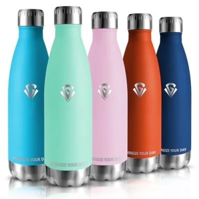Abbildung von HoneyHolly Trinkflasche Edelstahl, Kinder, 500ML BPA frei, Thermosflasche, Wasserflasche Doppelwandig, Kohlensäure Geeignet, Sport für Fitness, Gym, Fahrrad