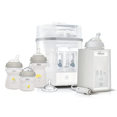Abbildung von Chicco Starter Set, elektrischer Sterilisator, Flaschenwärmer und Flaschen 3 natürliche Feeling mit weichem Silikon, 37,7 x 29,8 29 cm; 40 Gramm