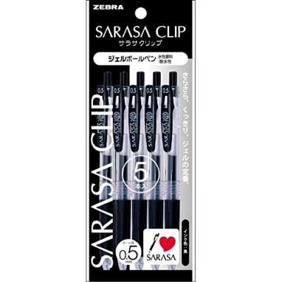Abbildung von Zebra Sarasa Gel Kugelschreiber mit Clip, Schwarz, 0,5 mm, 5 Stück, P JJ15 BK5
