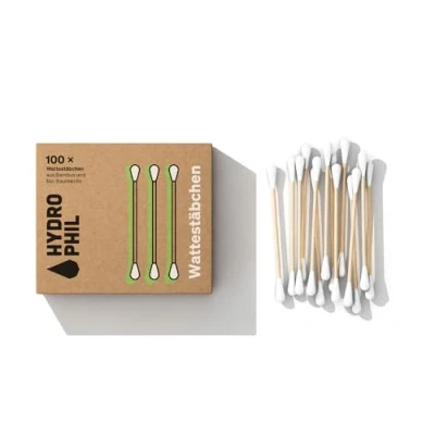 Abbildung von Hydrophil Wattestäbchen aus Bambus 100 Stück Nachhaltige Ohrenreiniger ohne Plastik Reinigungsstäbchen für Ohrenschmalz Entfernung und Ohrenreinigung Q Tips Alternative