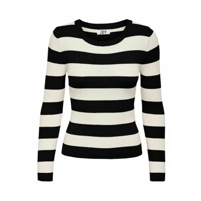 Abbildung von JDY Oneck Stripe Strickpullover, Damen, Größe: Large, Black