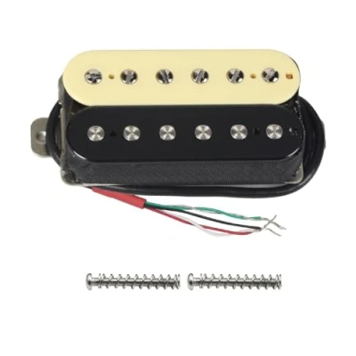 Abbildung von FLEOR E Gitarren Tonabnehmer Doppelspulen Humbucker 50 mm Keramik Hals (Schwarz + Creme)