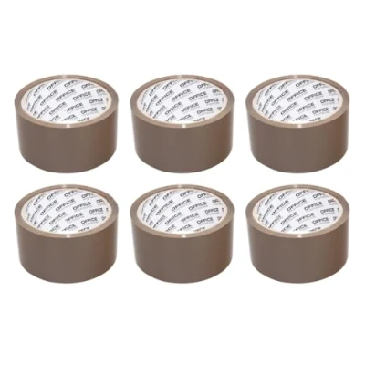 Abbildung von OFFICER PRODUCTS 15025011 18 Verpackungsklebeband Farbe: Braun/ 6 Rollen/Breite 48mm x Länge 46m/ Farbiges PP Packband mit Acrylkleber/Verpackungsband Klebeband Paketklebeband