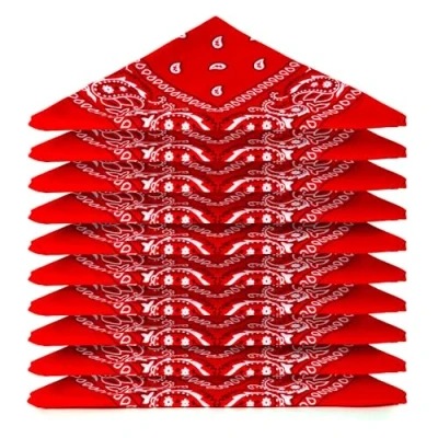 Abbildung von Karl Loven BANDANA 20 Stück Rot Paisley Muster 100% Baumwolle TÜV geprüft Dicker Stoff Exklusivfarben