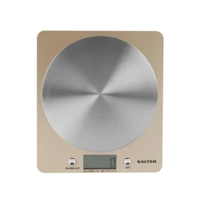 Abbildung von Salter 1036 OLFEU16 Olympus Digitale Küchenwaage elektrische Lebensmittelwaage mit Edelstahl Plattform, einer Kapazität 5kg, Backwaage Tara Funktion, misst Flüssigkeiten, LCD Anzeige, Gold