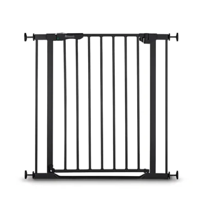 Abbildung von hauck Clear Step Autoclose 2, Schwarz Schutzgitter Treppe Tür 7580 cm, Kindersicheres Absperrgitter mit flachem Einstieg, Türgitter Auto Close, 1 Hand Öffnung, ohne Bohren nur für Innen