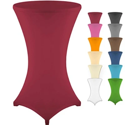 Abbildung von Gräfenstayn® Stretch Stehtischhusse Diana mit Öko Tex Siegel, Verstärkung im Fußbereich, 40C Maschinenwäsche in vielen Farben und Größen Ø60 65cm / Ø70 75cm Ø80 85cm (Bordeaux, 85cm)