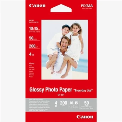 Abbildung von Canon GP 501 Everyday Use Photo Paper, Glossy, 200 g/m2, 10 x 15 cm (4 6in), 50 Sheets 0775B081