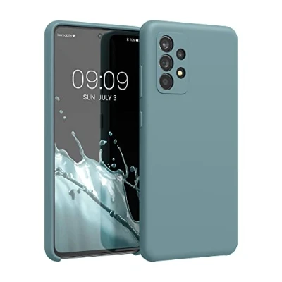 Abbildung von kwmobile Hülle kompatibel mit Samsung Galaxy A52 / 5G A52s Silikon Handy Case Handyhülle weiche Oberfläche kabelloses Laden Arctic Night